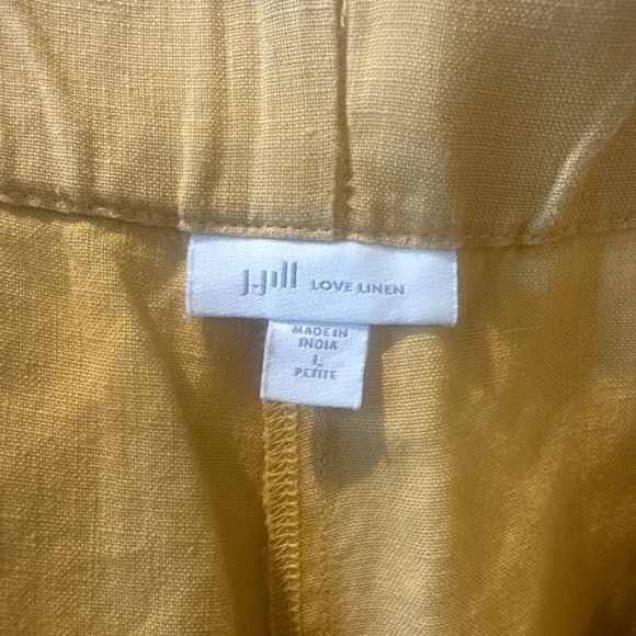 J.Jill LOVE LINEN 100% Linen Cropped Pants in Golden Sun Large Petite Yellow - Picture 5 of 11